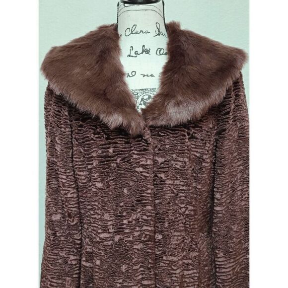 TERRY LEWIS Classic Luxuries Full Length Brown Velour Faux Fur Coat Size XS (S) - Picture 10 of 14